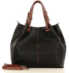 Genuine Leather MARCO MAZZINI Bőr kézitáska Carina Treccia | fekete