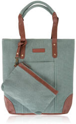 Paolo Peruzzi Shopper táska + kozmetikai táska E-23-BU | szürke-zöld