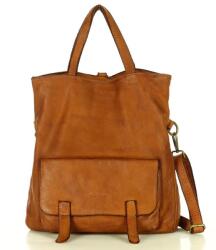 Marco Mazzini Handmade MARCO MAZZINI Bőr kézitáska és hátizsák első zsebbel | teve