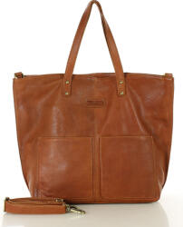 Marco Mazzini Nagy bőr shopper táska | barna camel