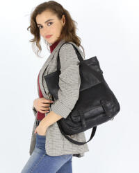 Marco Mazzini Handmade MARCO MAZZINI Bőr kézitáska/hátizsák elülső zsebbel | fekete