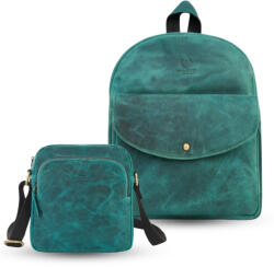 Paolo Peruzzi Ajándékkészlet - női bőr hátizsák és női válltáska | zöld