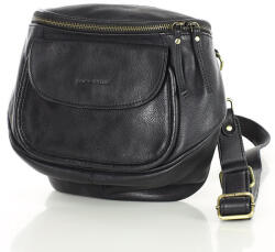 Marco Mazzini Handmade MARCO MAZZINI Bőr kézitáska, félkör alakú széles pánttal | fekete