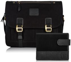 Paolo Peruzzi Férfi szett válltáska + pénztárca ZUP-18-BL | fekete