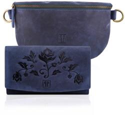 Paolo Peruzzi Női bőr deréktáska + pénztárca szett | kék