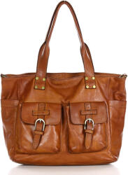 Marco Mazzini Handmade MARCO MAZZINI XL Bőr shopper két zsebbel | barna kamélia