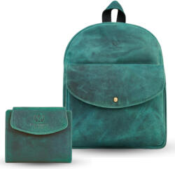 Paolo Peruzzi Női szett bőr hátizsák + pénztárca ZUP-117-GR | zöld