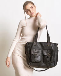 Marco Mazzini Handmade MARCO MAZZINI XL Bőr shopper két zsebbel | sötétbarna