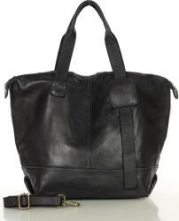 Marco Mazzini Nagyméretű shopper puha olasz bőrből | fekete