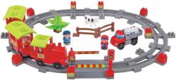 Ecoiffier Építőjáték Vonat sínekkel Steam Train Abrick Ecoiffier 2 vasúti kocsival és 4 figurával 18 hónapos kortól (ECO3067)