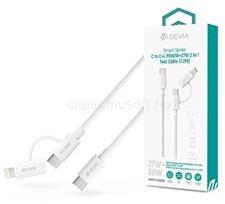 DEVIA ST121485 Smart Series 1, 2m 60W+27W PD Type-C/Type-C+Lightning fehér adat és töltőkábel (ST121485) (ST121485)