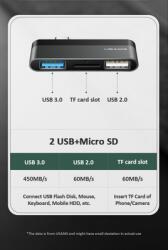 USAMS SJ463HUB01 3-port Type-c mini Hub Black (SJ463HUB01)