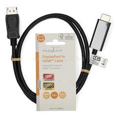 Nedis CCGL37100BK10 Display port dugó - HDMI dugó kábel 1080p, 1m (CCGL37100BK10) (CCGL37100BK10)