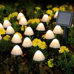 Rovo Set 30 lampi solare LED Rovo 01-Alb, ciupercute, lumina alb cald, 6.5m, 8 moduri (01-Alb) - dwyn