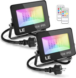 Lepro Set 2 proiectoare de podea LED RGB Lepro, Telecomanda , 15W, IP65 waterproof (PR340012)