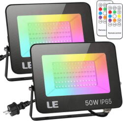 Lepro Set 2 proiectoare de podea LED RGB Lepro, Telecomanda , 50W, IP65 waterproof (PR340013)