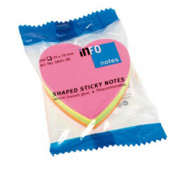 Info Notes Öntapadós jegyzettömb Cubes 70x70 mm 200 lapos neon vegyes színek szív (5823-39) (5823-39)