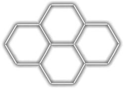 Escape6 Komplett LED hatszögletű lámpatest fehér 6500 K, 4 elem 241 × 168 cm (HXG-44-set04-6.5)