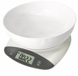 Rosberg Konyhai mérleg tálal Rosberg R51651Q, 5 kg-ig, 2 x AAA elemmel, LED kijelző, szürke (R51651Qgray)