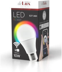 Daniella deLux LED körte 10W E27 806lm fényforrás 270fok Ra80 230V RGBW+CCT, Smart Wi-fi szabályozható fényerő dxh=60x120mm DEL1629 deLux (DEL1629)