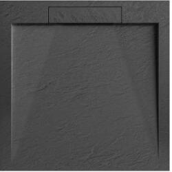 AREZZO design Zuhanytálca, Arezzo design Stone pala hatás, öntött márvány zuhanytálca, antracit 90x90 AR-DYT099LA - zuhanykabin