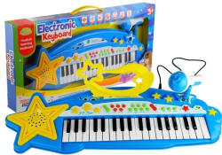 LEAN Toys Nagy Billentyűzet 37 Mp3 Billentyű + Mikrofon Kék