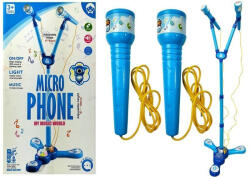 LEAN Toys Mikrofonok Karaoke Készlet Gyerekeknek Kék Elemes Állvány