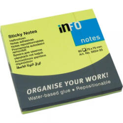 Info Notes Öntapadós jegyzettömb 75x75 mm 80 lapos élénk zöld (5654-33) (5654-33) - aqua