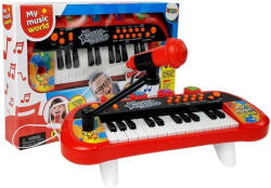 LEAN Toys Billentyűzet Pianinko 24 Billentyűs USB Mikrofon Piros