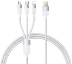 Baseus Cablu de Date USB la Micro-USB, Type-C, Lightning, 480Mbps, 100W, 1.5m - White (KF2349609) - pcone