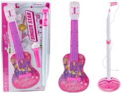 LEAN Toys Elektromos Gitárkészlet Állvány Mikrofonnal és Elemekkel Rózsaszínű - fizz - 6 353 Ft