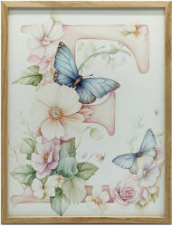  FALI PLAKÁT FA KERETBEN VIRÁGOK ÉS LEPKE 70x100 CM