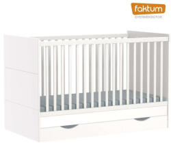Faktum Alda Jégfehér átalakítható 140-es babaágy + ágyneműtartó - Fehér / magasfényű fehér