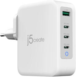 j5create GaN 1x USB-A / 3x USB-C Hálózati Töltő - Fehér 130 W