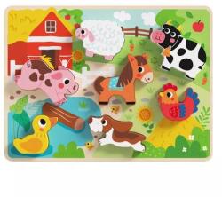 Tooky Toy Tooky Toy: Дървен пъзел с лесни за хващане форми - Домашни животни (TH636)