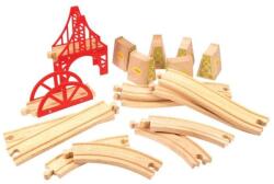 Bigjigs Toys Set șine din lemn pod 18 piese (DDBJT055) Trenulet