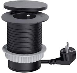 Solight PP119CWB - Beépíthető konnektor vezeték nélküli 10 W töltéssel, 1 aljzat + USB A+C, fekete PP119CWB (SL1657)