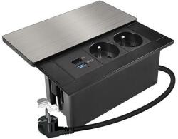 Solight PP128C-PD65 - Beépíthető konnektor vezeték nélküli töltéssel, 65W, 2 aljzattal + USB-A + USB-C PP128C-PD65 (SL1683)