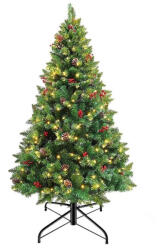  Nordmann King LED-es műfenyő, 120 cm, zöld, 230 ág, 100 melegfehér LED-del, 61 cm alsó átmérő, fém talppal, beltéri használatra (HOP1001379)