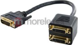 4World DVI-I -> 2db DVI-I M/F adapter 0.2m fekete (8736) (8736)