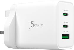 j5create JUP3365F-FN 1x USB-A / 2x USB-C Hálózati Töltő UK - Fehér 65 W