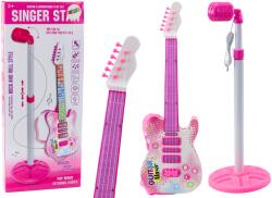 LEAN Toys Elektromos Gitárkészlet Állvány Mikrofonnal és Elemekkel Rózsaszínű - fizz - 6 617 Ft