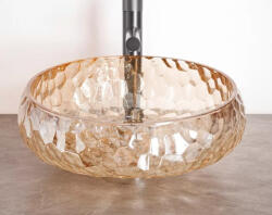 AREZZO design Mosdó, Arezzo design Prisma üveg mosdó, borostyán AR-M347O - mozaikkeramia