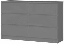 Intenso 6 fiókos komód - 120 cm - magasfényű szürke - miniwebshop