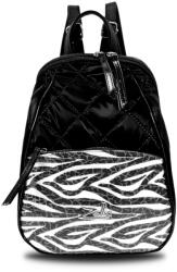 ZELLIA Női Hátizsák 24045 Fekete Steppelt - Vízlepergetős - Lakk Zebra Minta - (ZLK-24045-46954138)
