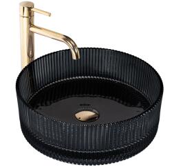 Rea Ingrid, üveg pultra szerelhető mosdó 360x360x120 mm, fekete üveg, REA-U8520 (REA-U8520)