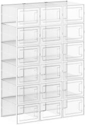 SONGMICS Átlátszó Cipőtároló Szett 18 db Egymásra Rakható PP Műanyag Doboz (EUZ-LSP18MWTV1)