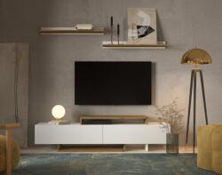 TEMPO KONDELA Mobilier de perete living, alb/stejar artisan, MILONA