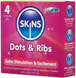 Skins - bordázott és pontozott óvszer (4db) - szexshop