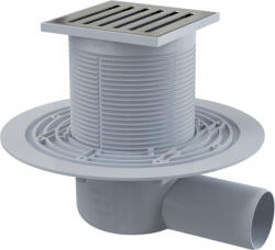 Alcadrain ALCA Padlóösszefolyó 105x105/50 mm vízszintes csatlakozás 50mm, rozsdamentes rács, vizes bűzzár (APV103) (APV103)